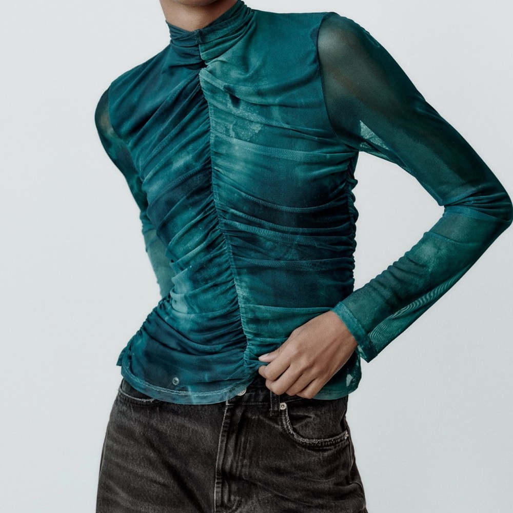 Printed Tulle Top